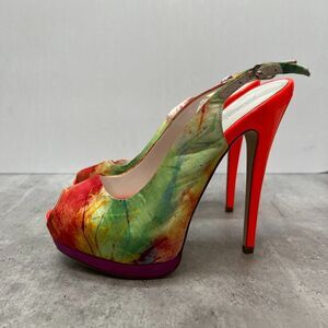 Aldo Peep Toe Multicolor Platform Stiletto Slingback Pump Heels Womens Size 7.5